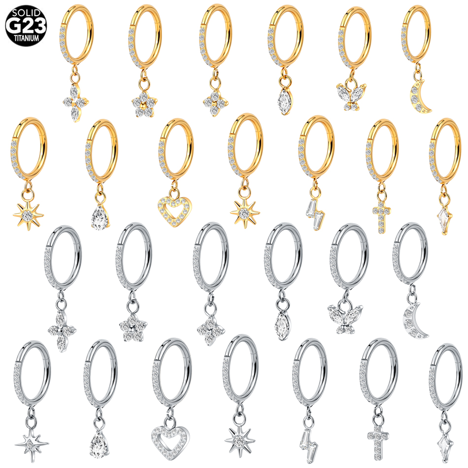 Body Jewelry Trend - 5개 티타늄 지르콘 링 귀걸이 여성용