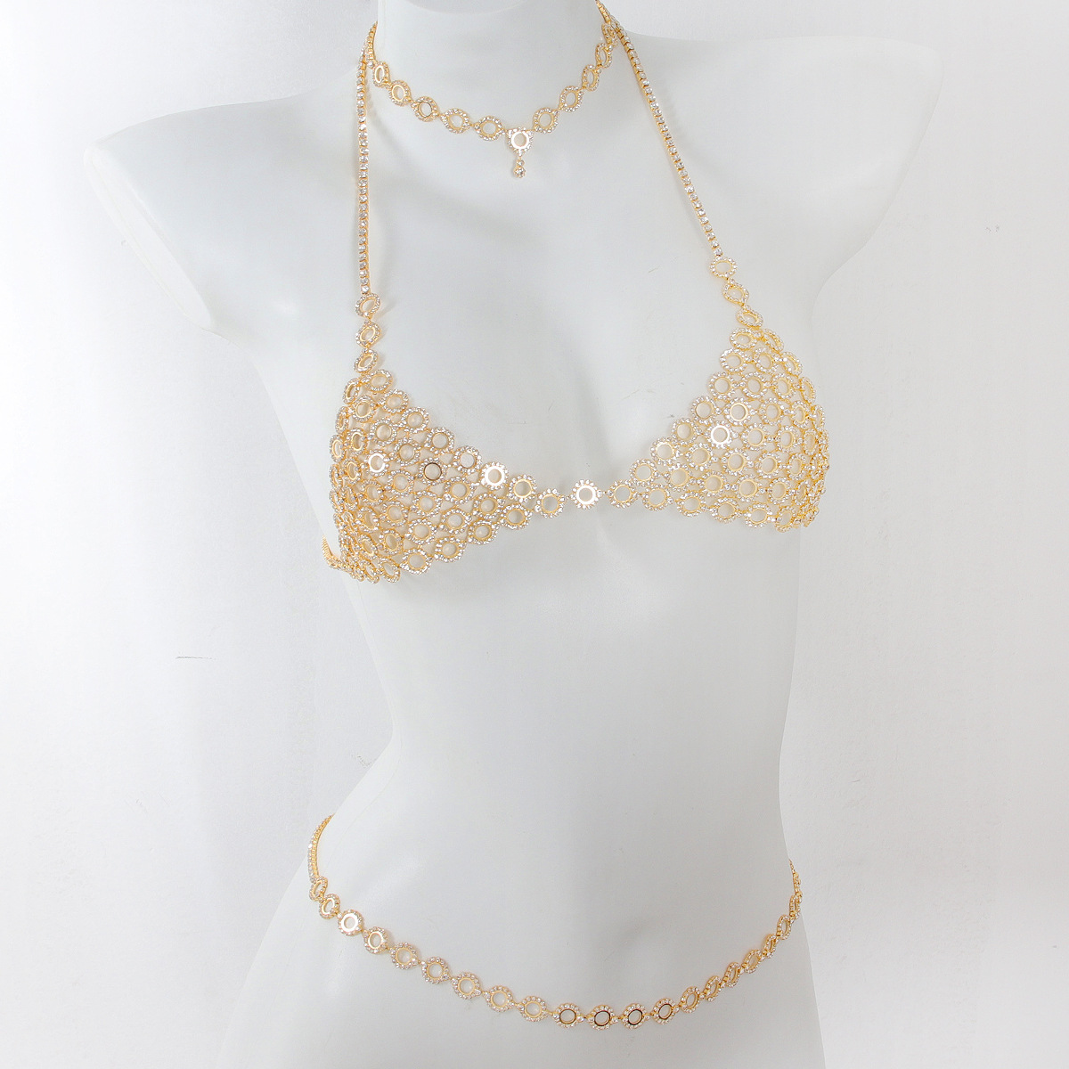 Body Jewelry Bra - 세련된 원형 스플라이싱 라이트 럭셔리 스타일