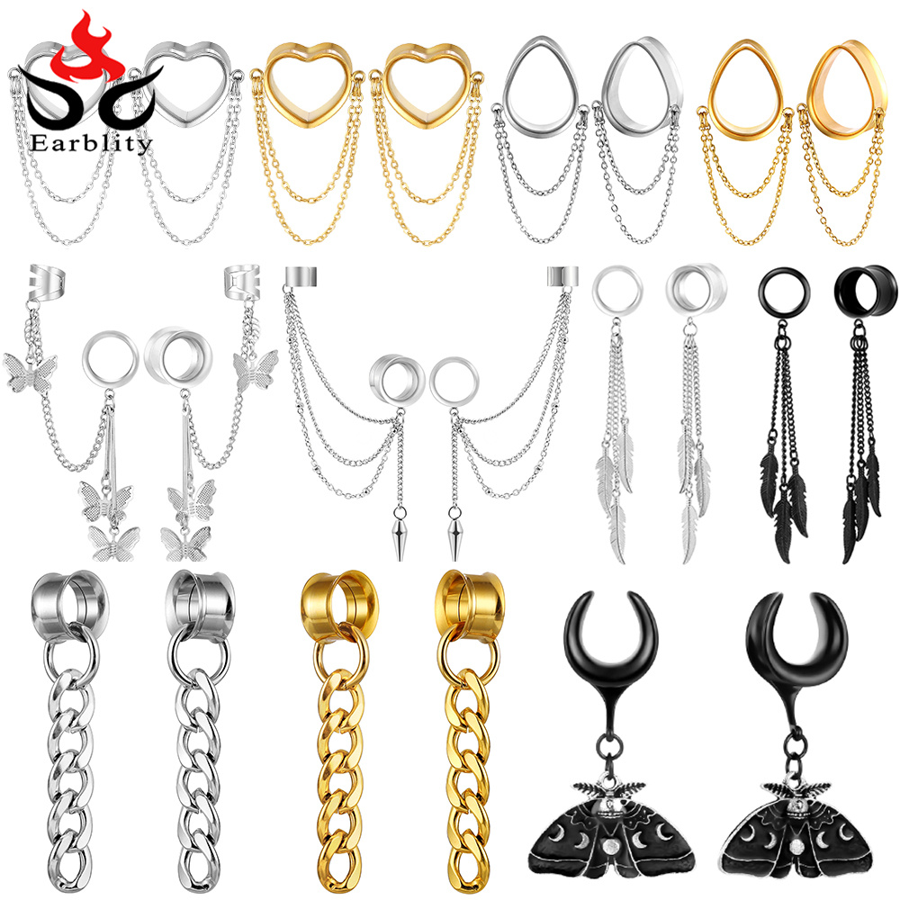 Body Jewelry Ear Gauges - Osbourney 2PCS 스테인레스 스틸 패션 매달려