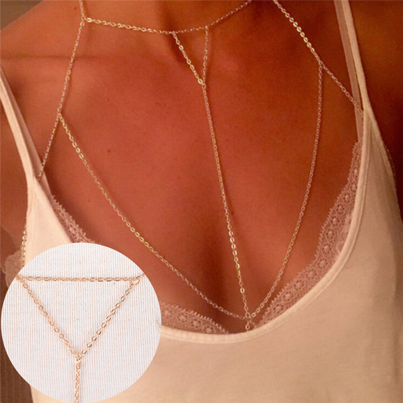 Body Jewelry Harness - 골드 실버 패션 링크 체인 브라,