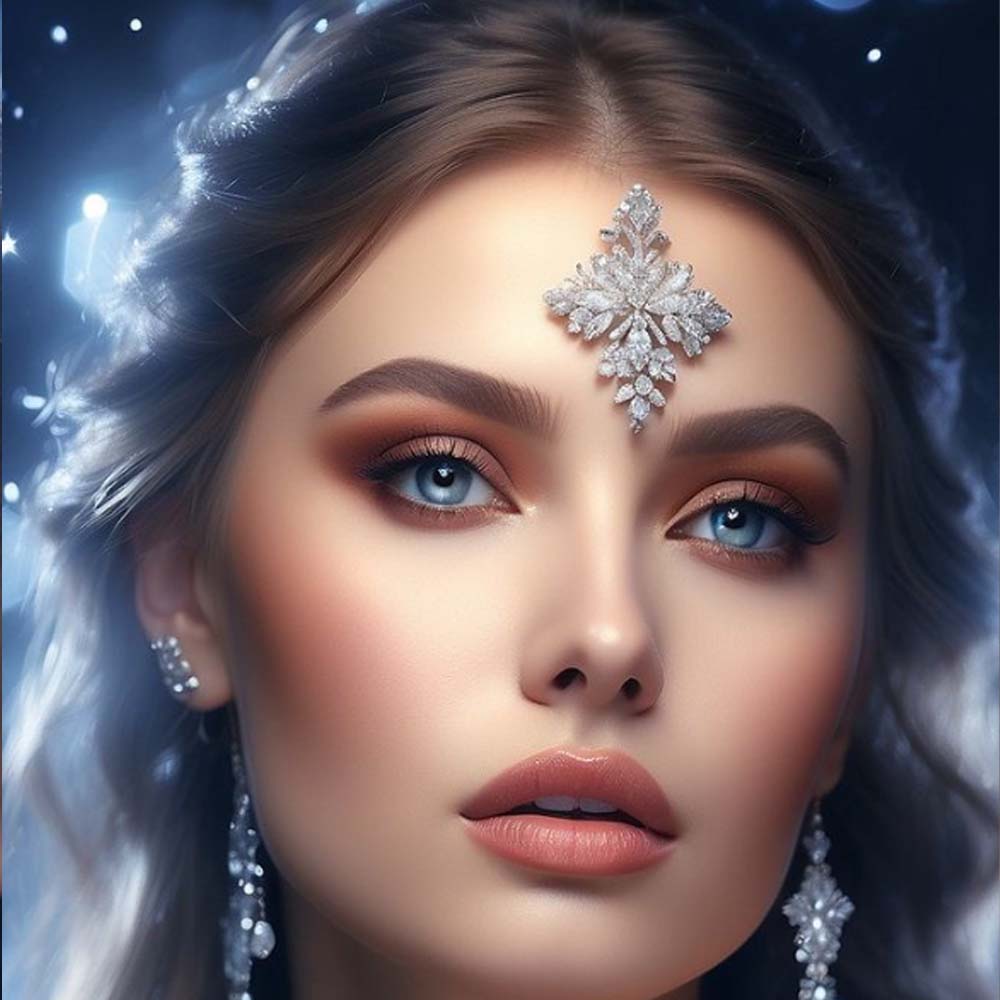 Body Jewelry Trend - Stonefans 기하학적 이마 스티커, 인도 웨딩