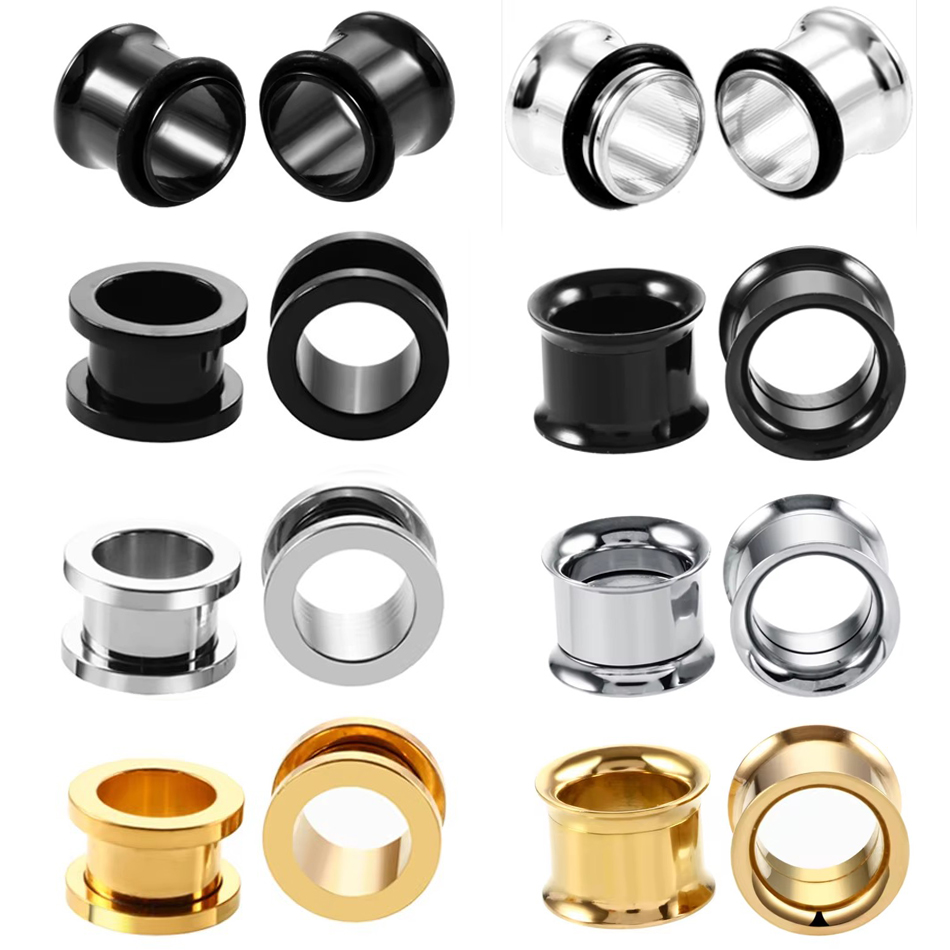 Body Jewelry Ear Gauges - 1 쌍 스테인레스 스틸 귀 플러그