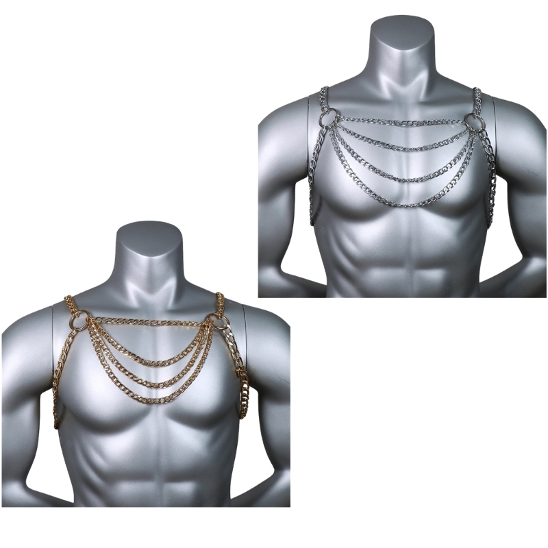 Body Jewelry Harness - 남자의 섹시한 금속 바디 가슴 체인