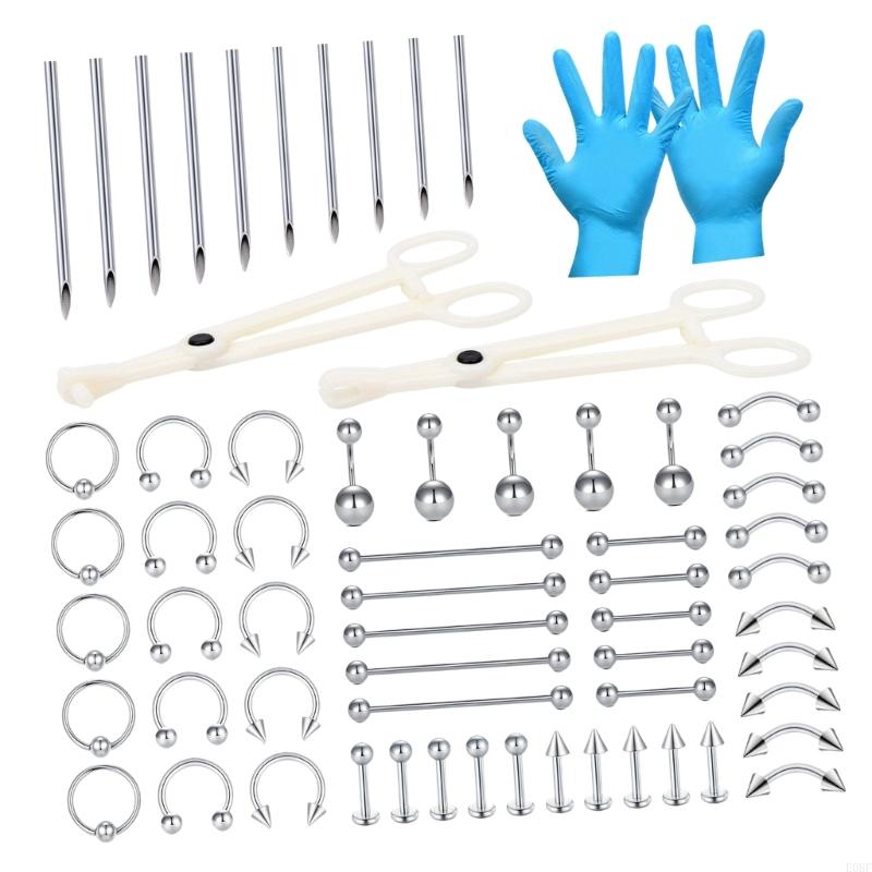 Body Jewelry Ear Gauges - 완전한 64개 피어싱 주얼리 키트에는 립