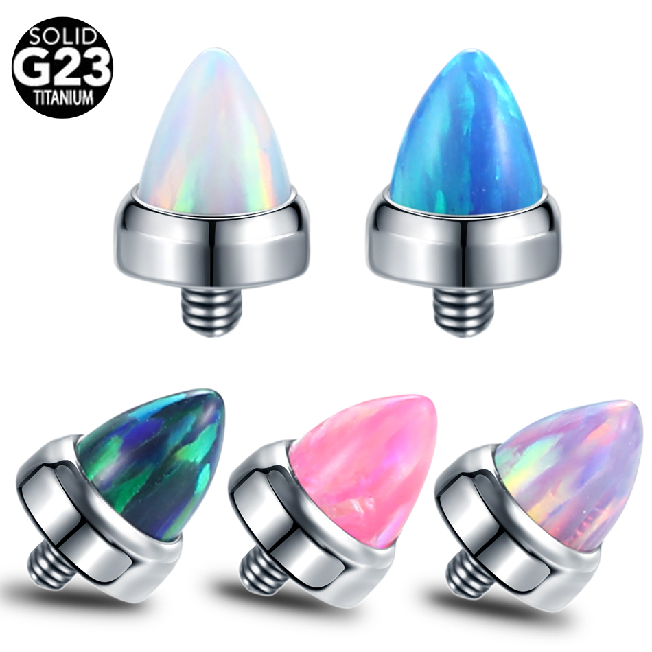 Body Jewelry Dermal - 1PC 티타늄 클로 세트 오팔 총알