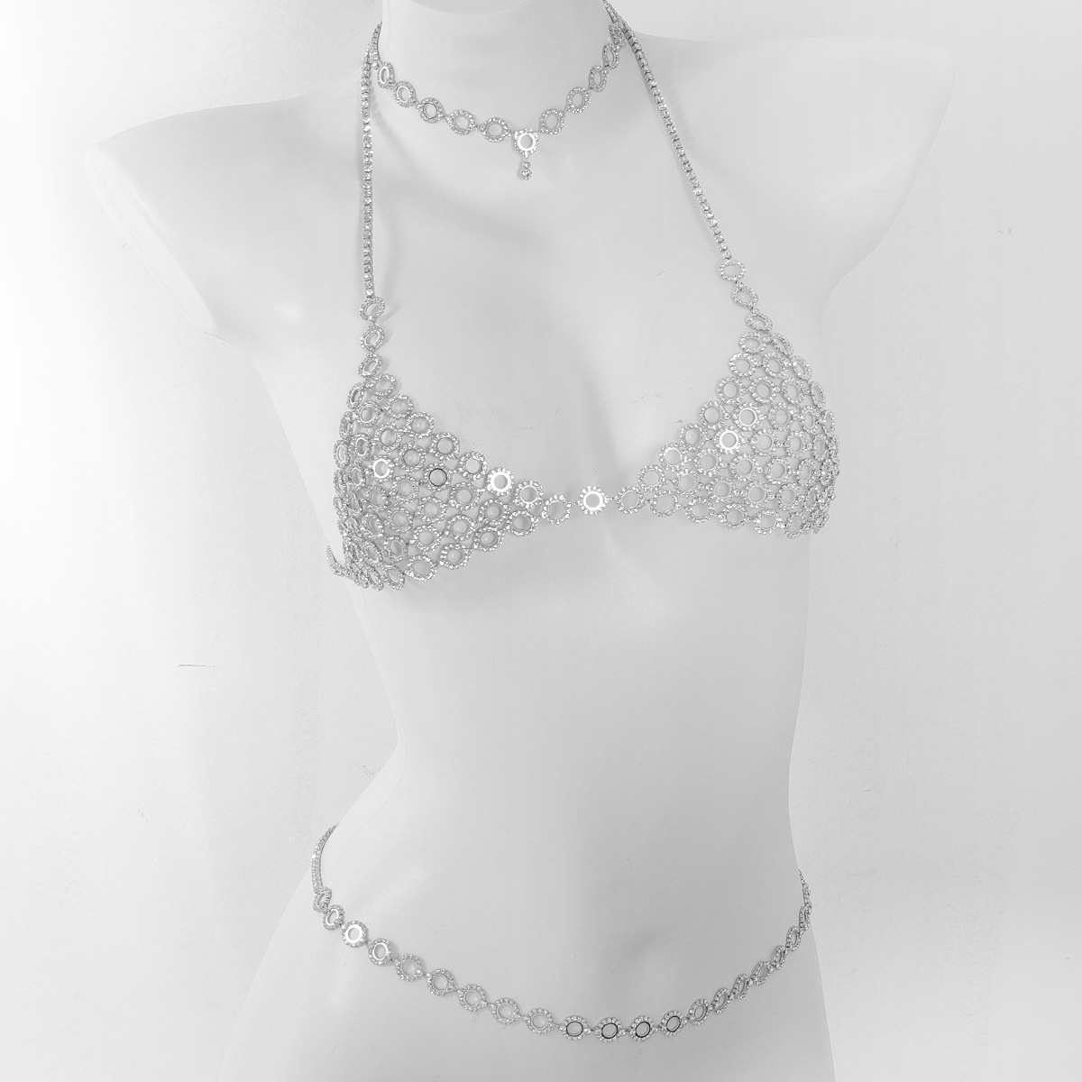 세련된 원형 스플라이싱 라이트 럭셔리 스타일 라인스톤  - Body Jewelry Bra 리뷰 및 가격