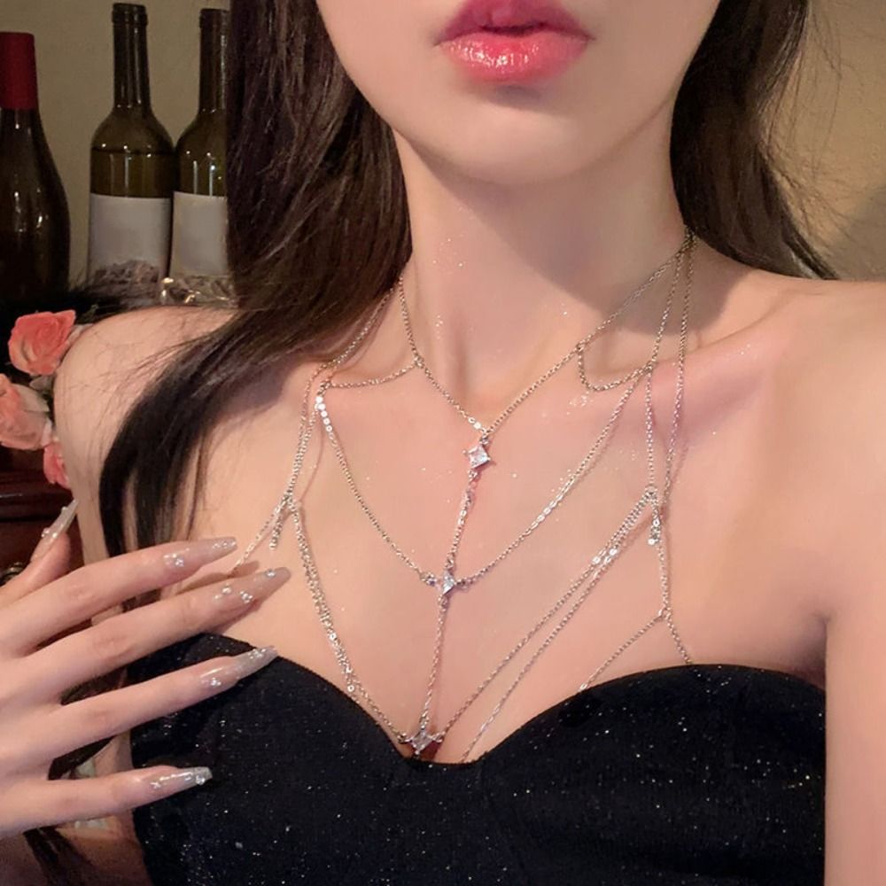 글리터 라인스톤 버스트 체인 멀티레이어 럭셔리 비키니  - Body Jewelry Trend 리뷰 및 가격