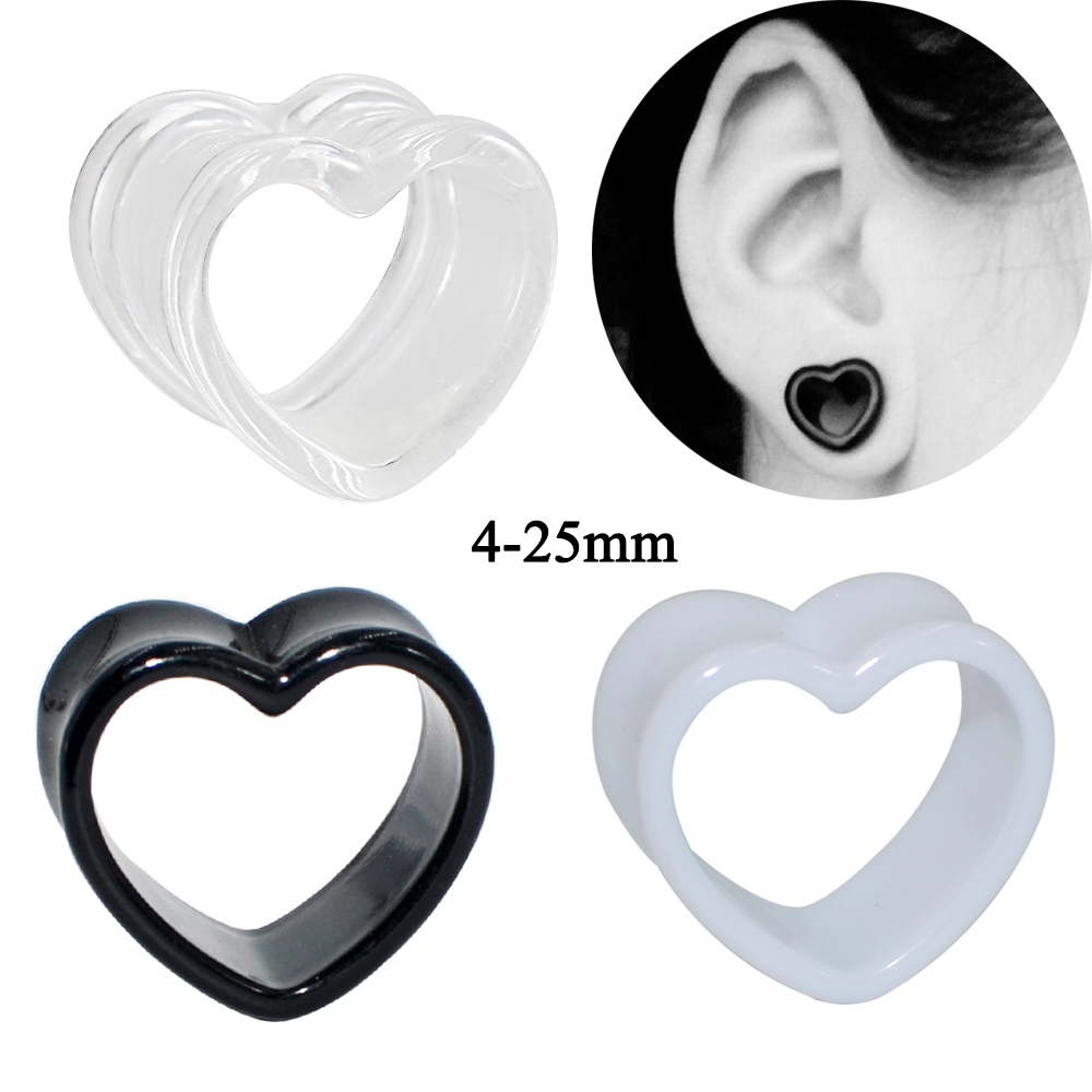 아크릴 러브 블랙 화이트 하트 모양의 중공 투명 귀 게 - Body Jewelry Ear Gauges 리뷰 및 가격