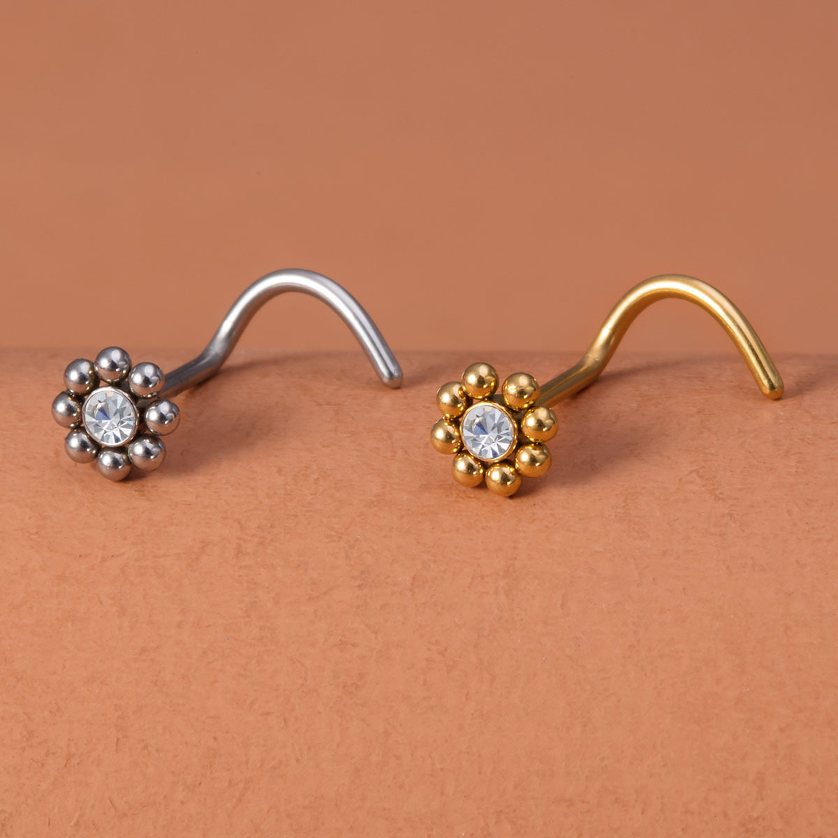꽃 모양의 스크류 노즈 스터드 피어싱 1개, 여성과 남 - Nostril Screw Pin 리뷰 및 가격