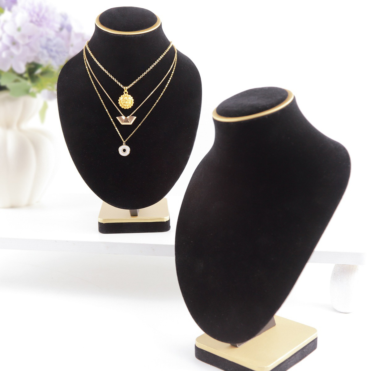블랙 벨벳 보석 마네킹, 사실적인 스택형 목걸이 디스플 - Body Jewelry Store 리뷰 및 가격
