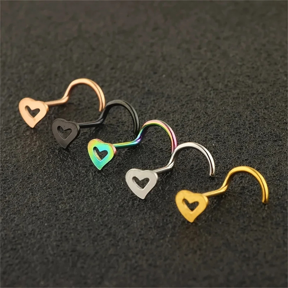 여성을 위한 5pcs 패션 빈 심장 스테인리스 코 스여 - Nostril Screw Pin 리뷰 및 가격