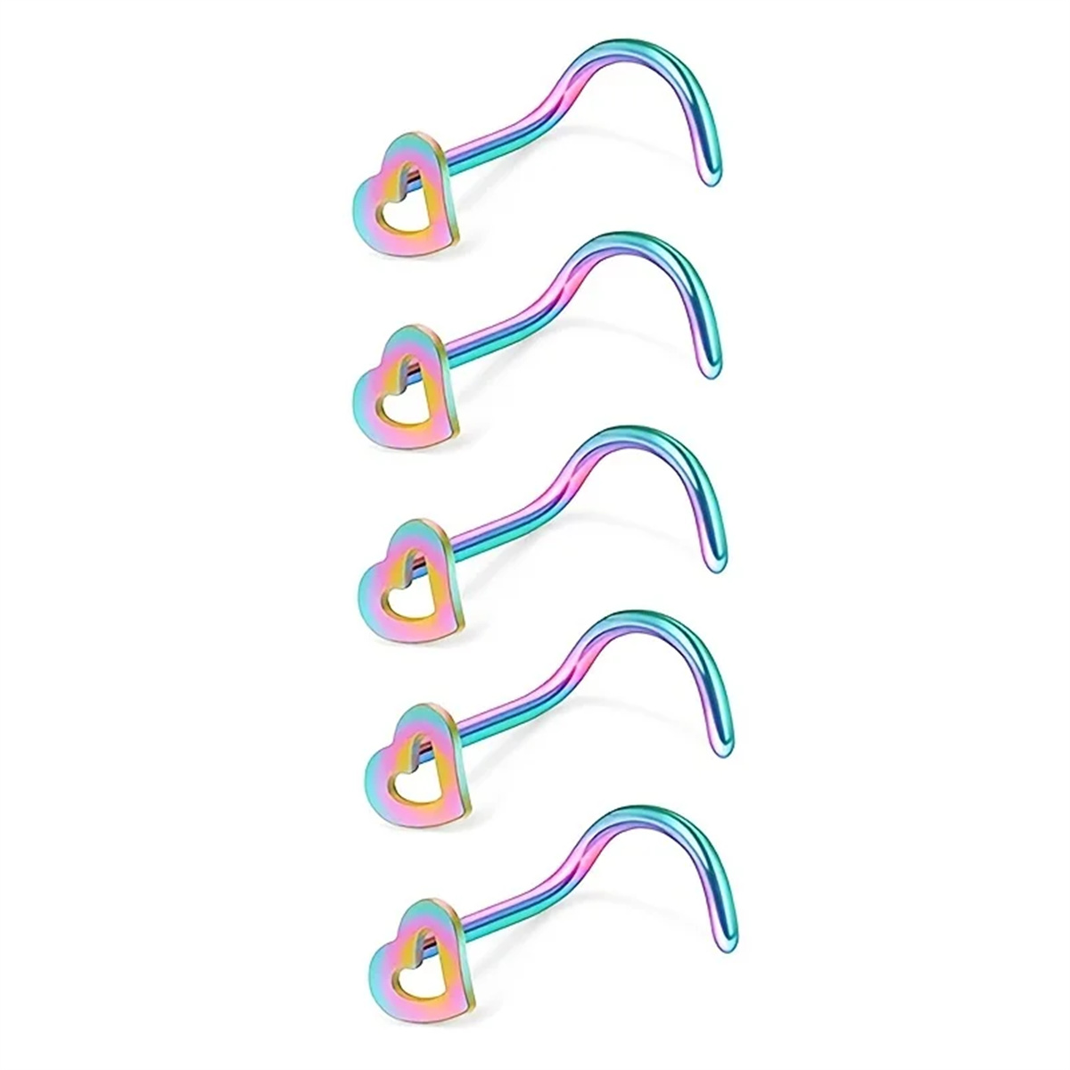 여성을 위한 5pcs 패션 빈 심장 스테인리스 코 스여 - Nostril Screw Pin 리뷰 및 가격
