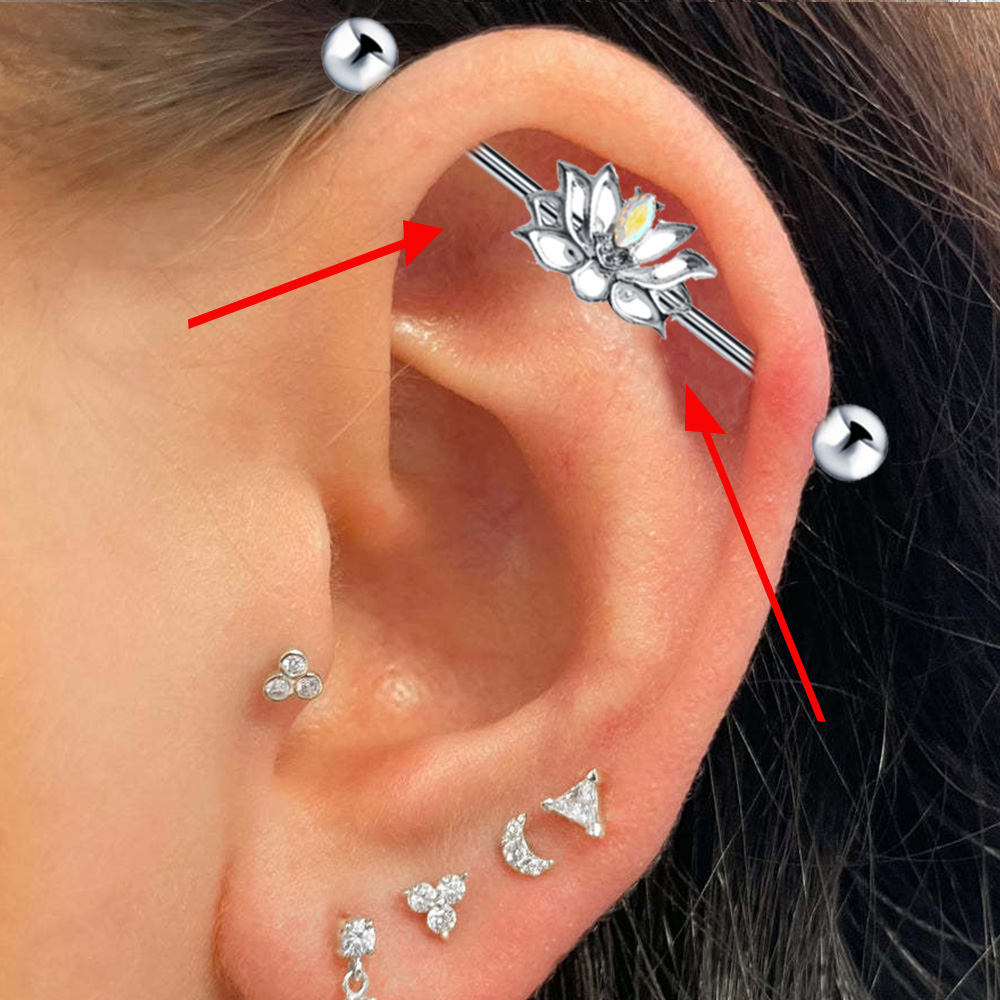 1PC 외과 강철 산업 피어싱 바벨 긴 귀걸이 체인 비 - Body Jewelry Trend 리뷰 및 가격
