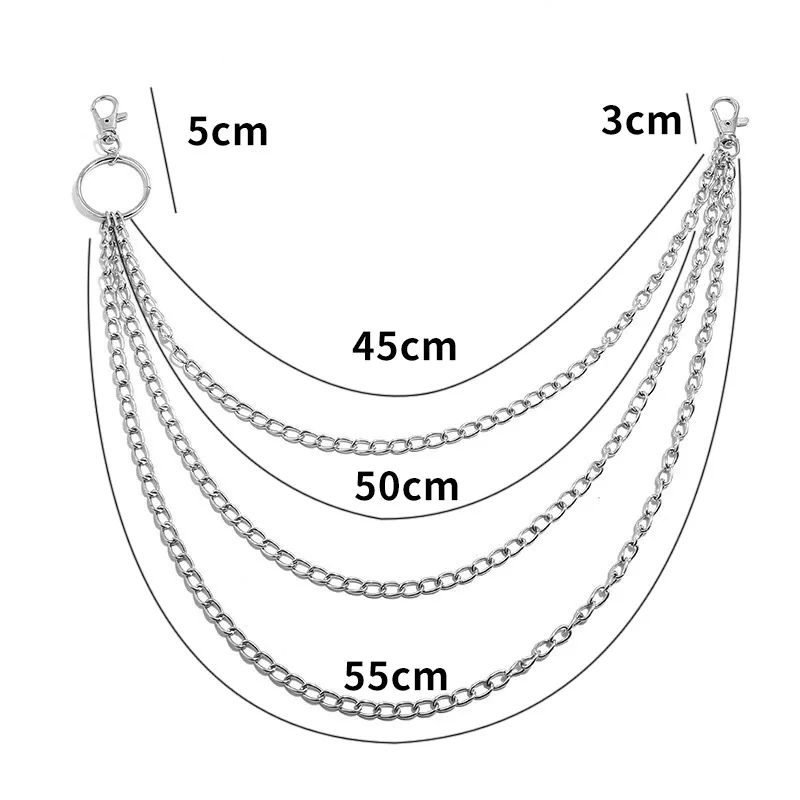 레이어 메탈 벨트 체인 펑크 훅 메탈 허리 지갑 키체인 - Body Jewelry Waist Chains 리뷰 및 가격