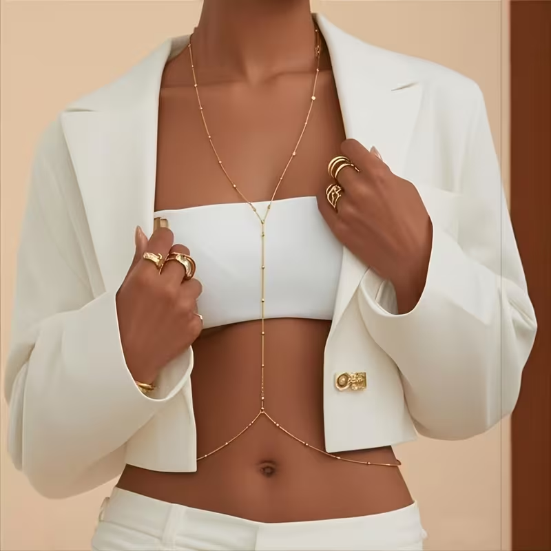 패션 심플 비즈 체인 보헤미안 여성 바디 체인 섹시 비 - Body Jewelry Bra 리뷰 및 가격