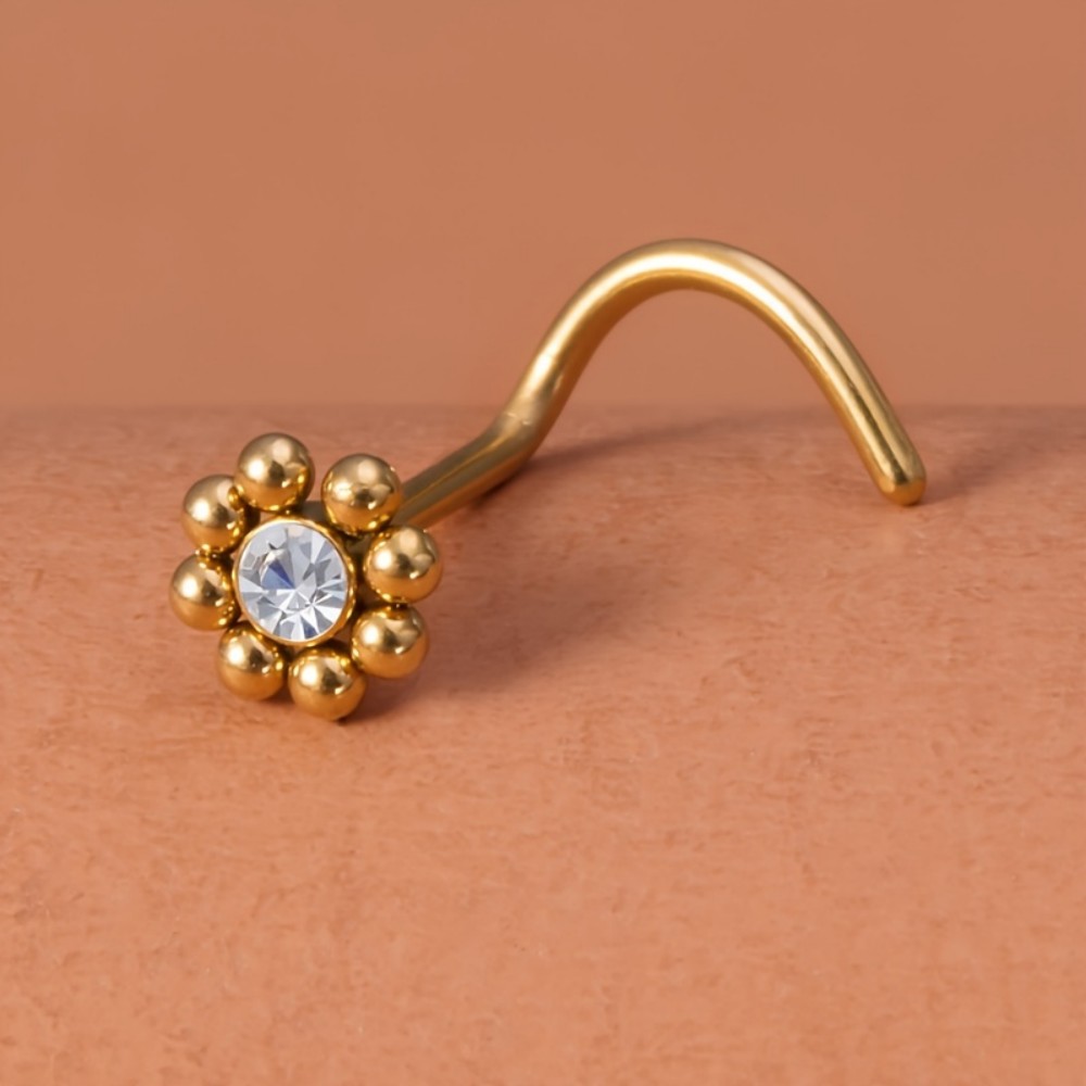 꽃 모양 나사형 코 피어싱 스테인리스 스틸 귀여운 코걸 - Nostril Screw Pin 리뷰 및 가격