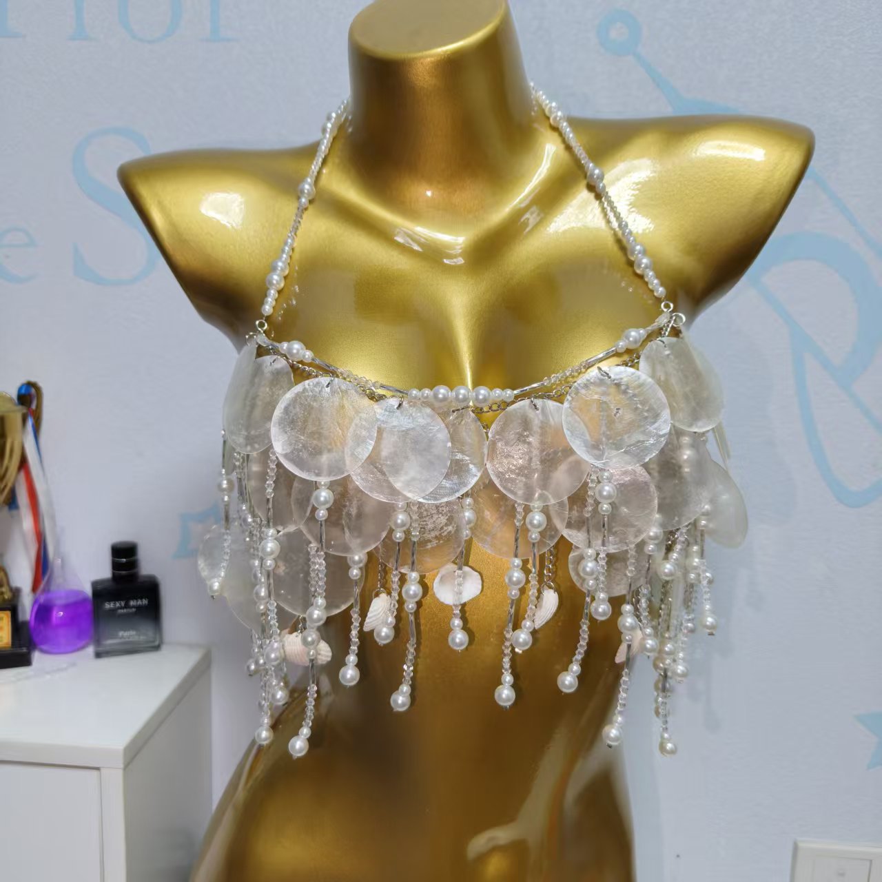 수제 반짝이는 인어 상의 의상 여성 벨리댄스 녹색 및  - Body Jewelry Bra 리뷰 및 가격
