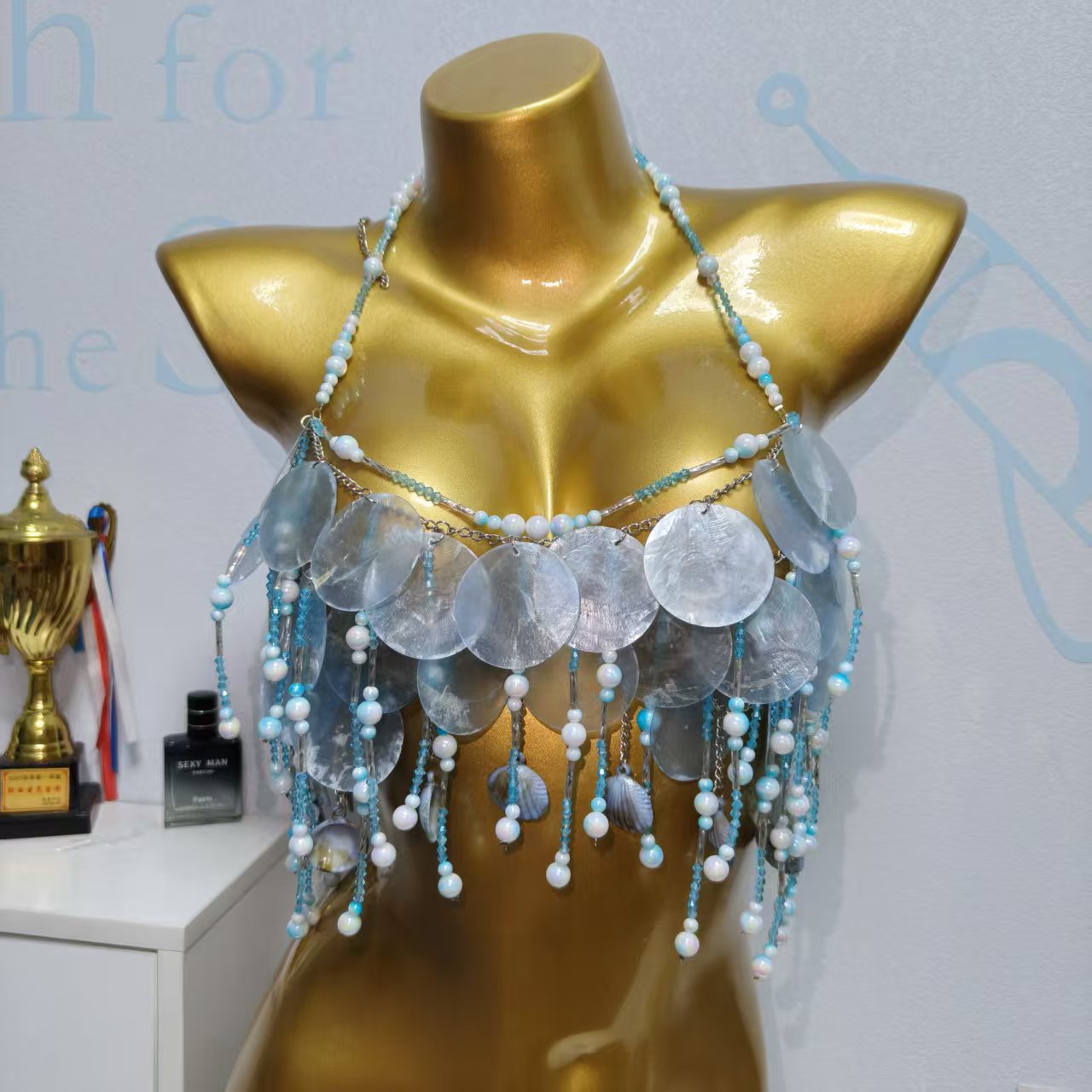 수제 반짝이는 인어 상의 의상 여성 벨리댄스 녹색 및  - Body Jewelry Bra 리뷰 및 가격