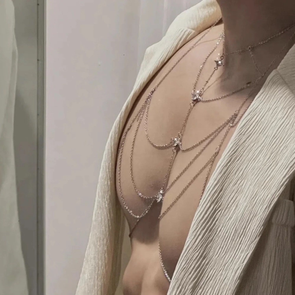 바디 주얼리 글리터 라인스톤 버스트 체인 멀티레이어 섹 - Body Jewelry Trend 리뷰 및 가격