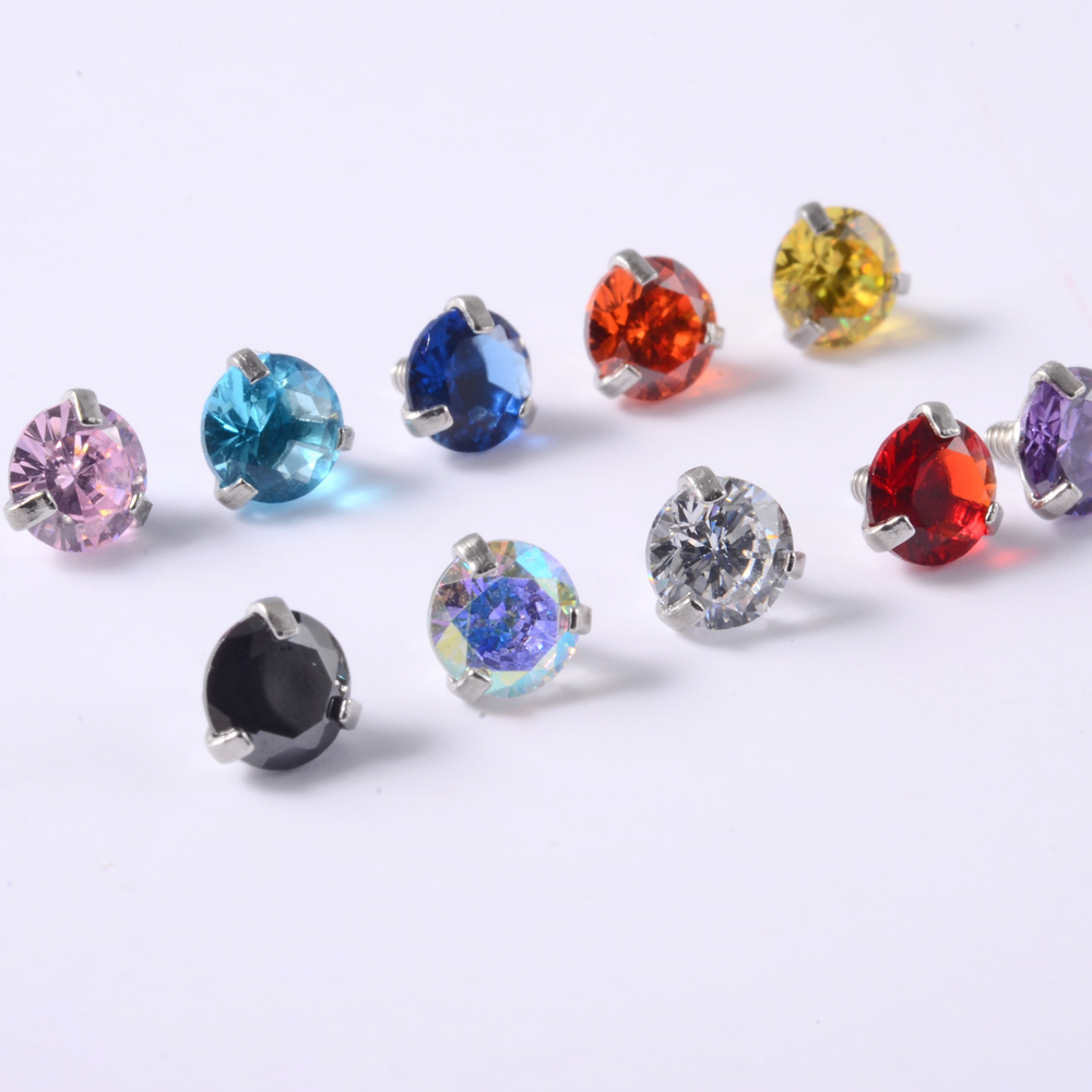 1 PC 외과 강철 프롱 지르콘 피부 앵커 탑 오팔 마 - Body Jewelry Dermal 리뷰 및 가격