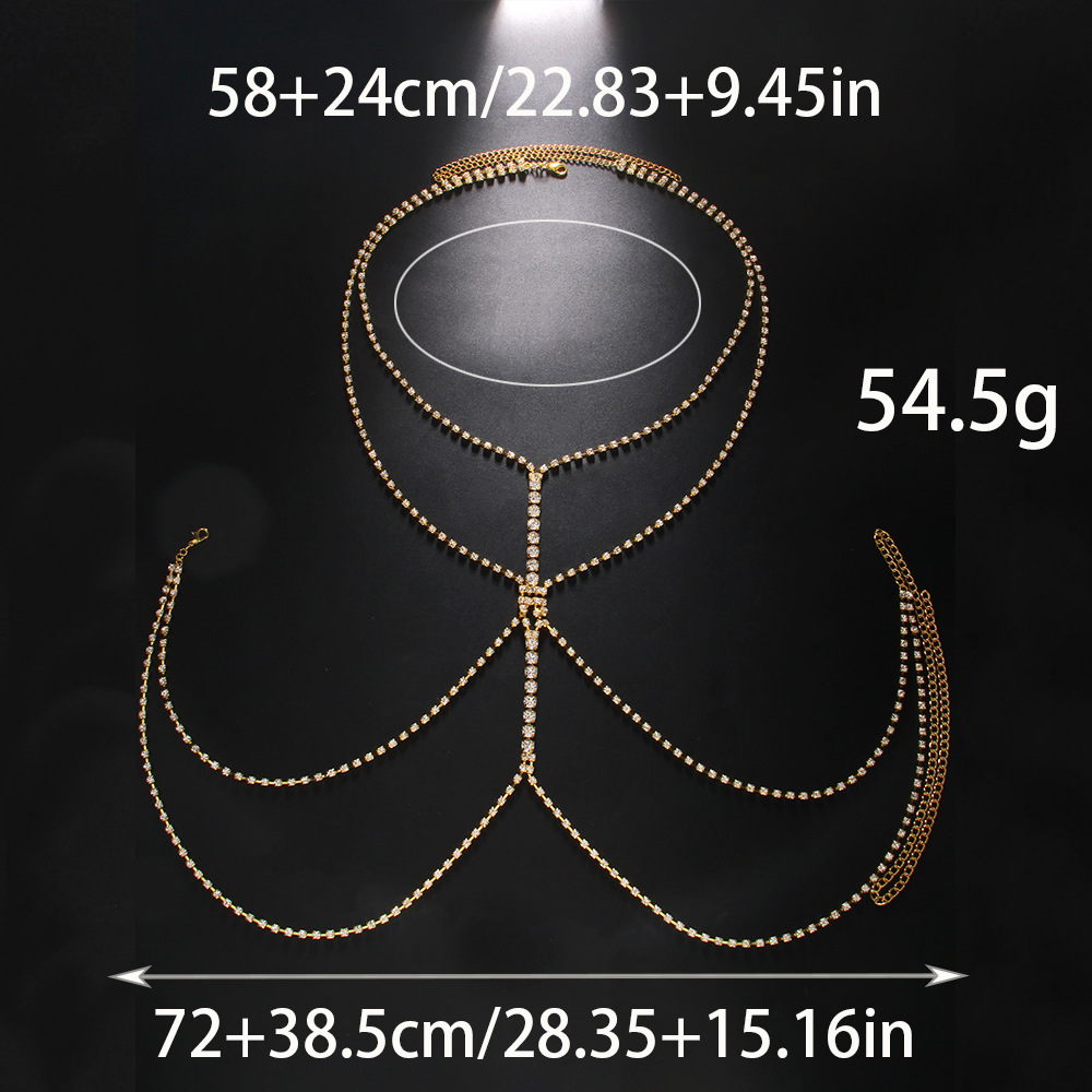 금은 도금 합금 라운드 투명 라인스톤 멀티 레이어 바디 - Body Jewelry Harness 리뷰 및 가격