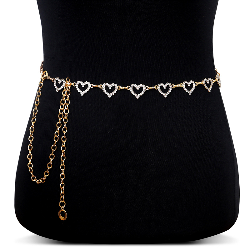 여성용 패션 라인스톤 하트 허리 체인, 조절 가능한 바 - Body Jewelry Rhinestone 리뷰 및 가격