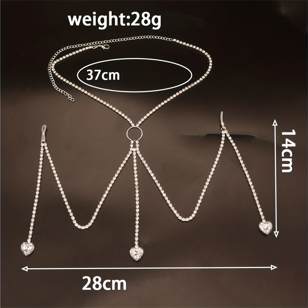 빛나는 라인스톤 물방울 하트 모양 바디 체인, 절묘한  - Body Jewelry Harness 리뷰 및 가격