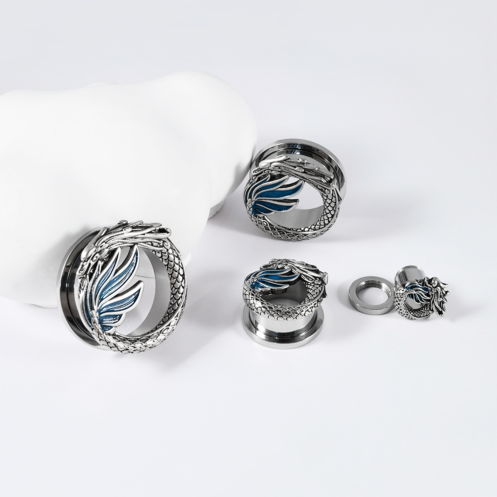 1-2PCS 빈티지 Chiness 드래곤 이어 터널 및 - Body Jewelry Ear Gauges 리뷰 및 가격