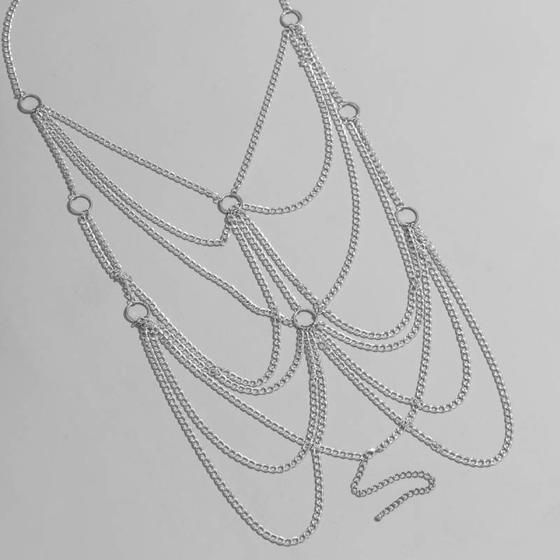 남성용 바디 체인 하네스 실버 멀티 레이어 체인 가슴  - Body Jewelry Harness 리뷰 및 가격