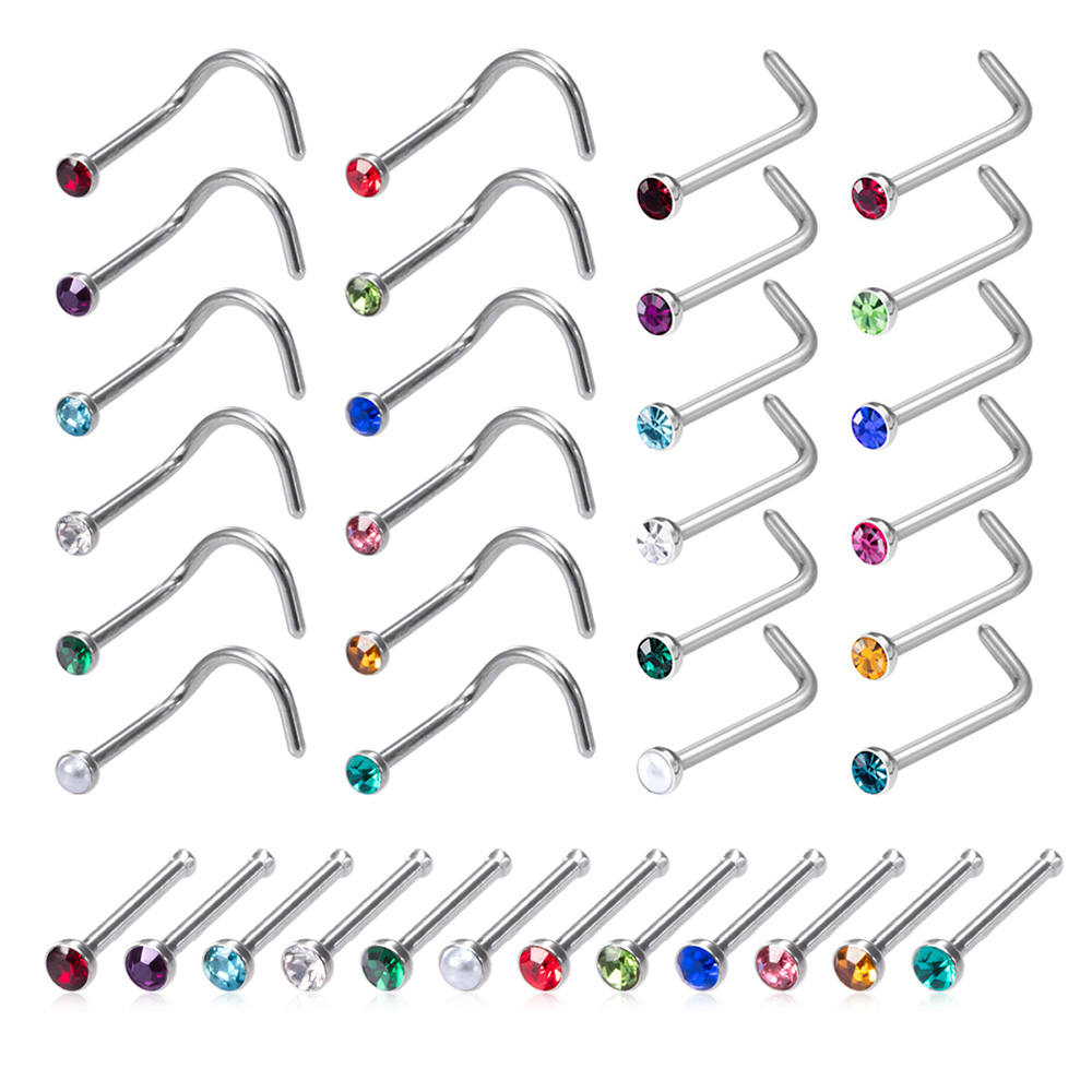 여성을위한 12PCS 탄생석 CZ 코 스터드 반지 나사 - Nostril Screw Pin 리뷰 및 가격