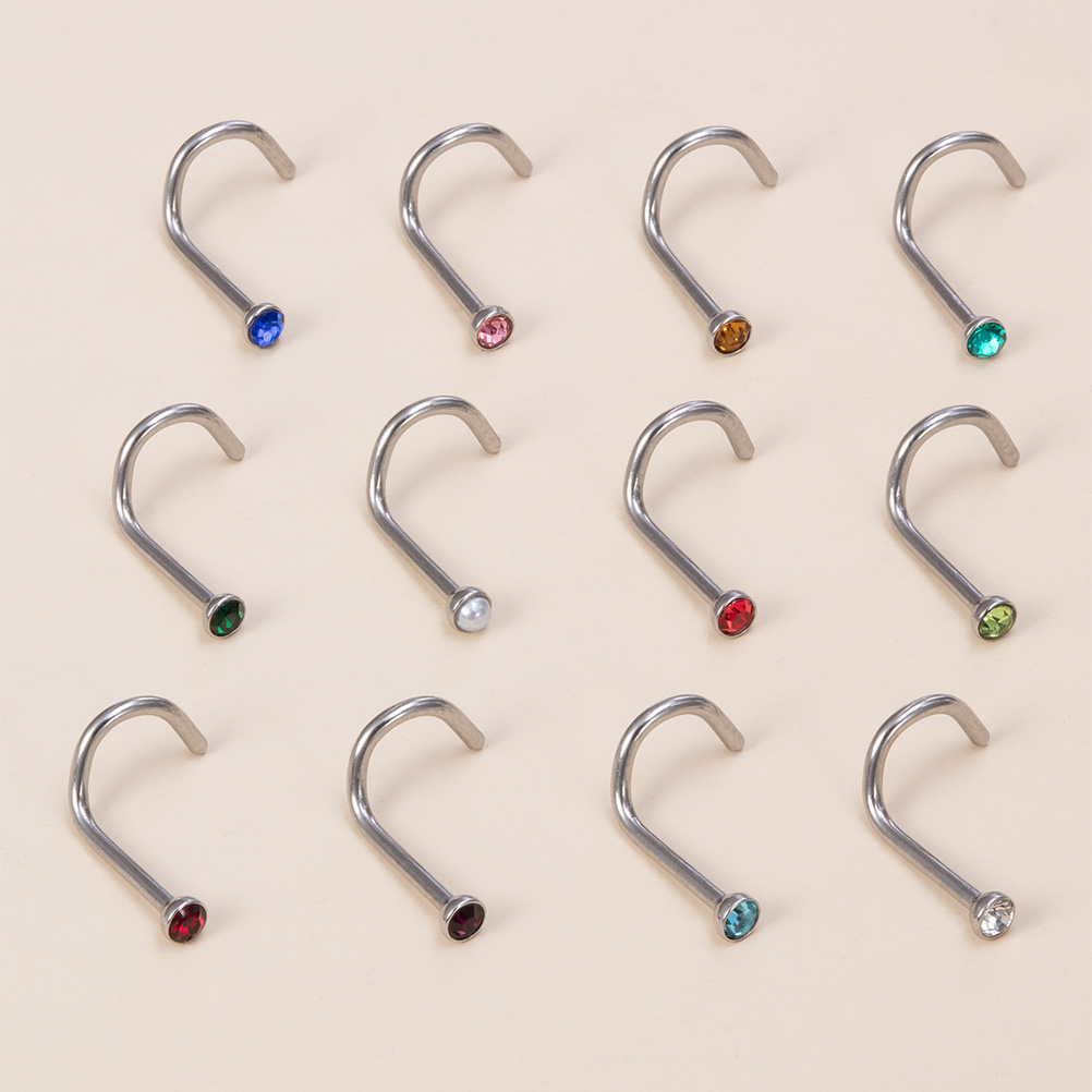 여성을위한 12PCS 탄생석 CZ 코 스터드 반지 나사 - Nostril Screw Pin 리뷰 및 가격