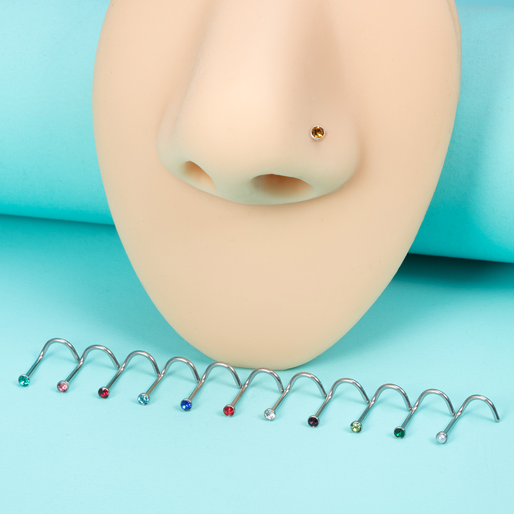 여성을위한 12PCS 탄생석 CZ 코 스터드 반지 나사 - Nostril Screw Pin 리뷰 및 가격