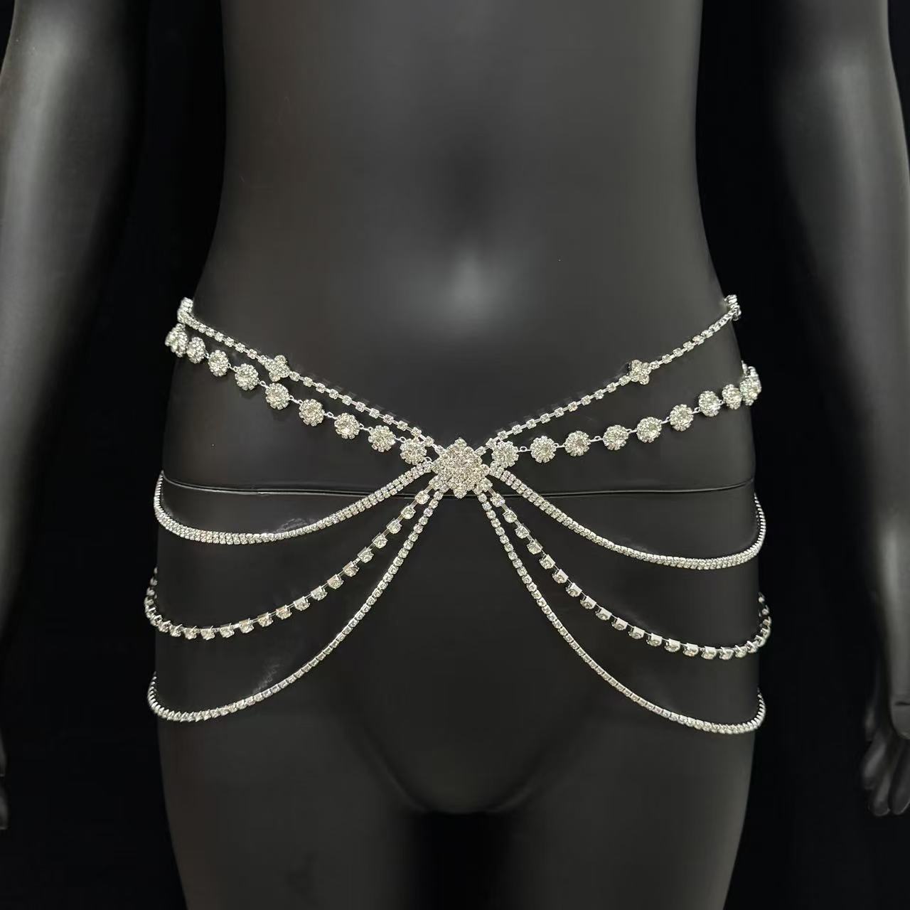 레트로 스타일의 우아한 조절 가능한 라인스톤 체인, 반 - Body Jewelry Rhinestone 리뷰 및 가격