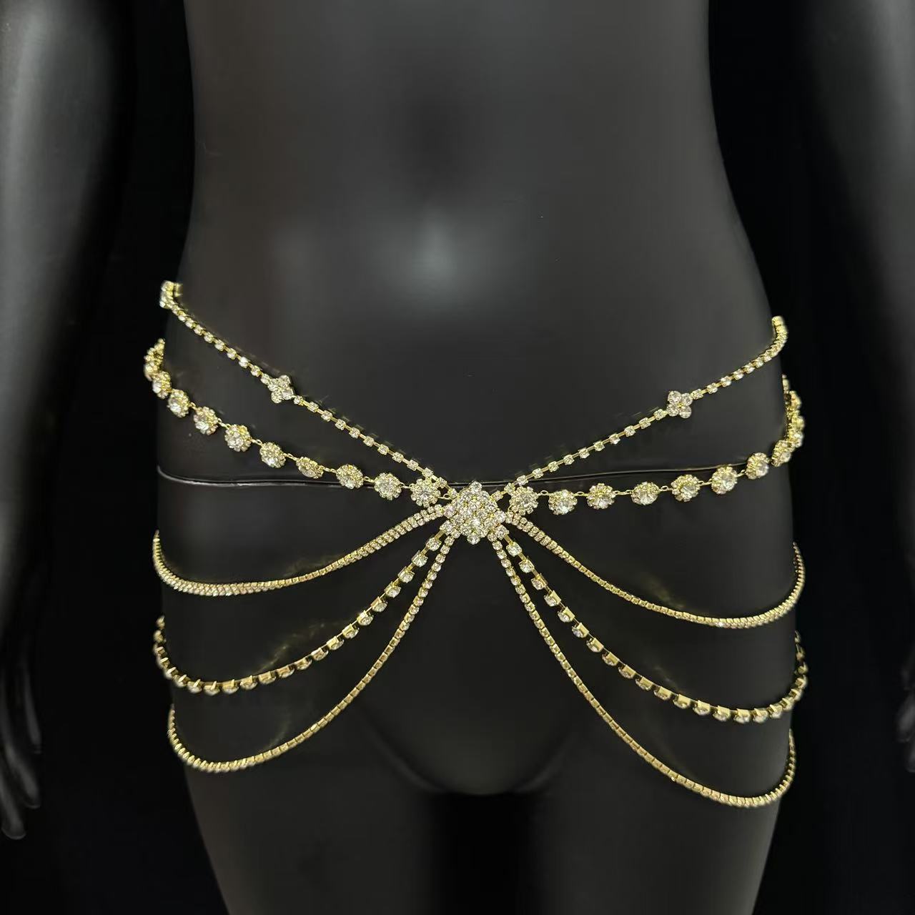 레트로 스타일의 우아한 조절 가능한 라인스톤 체인, 반 - Body Jewelry Rhinestone 리뷰 및 가격