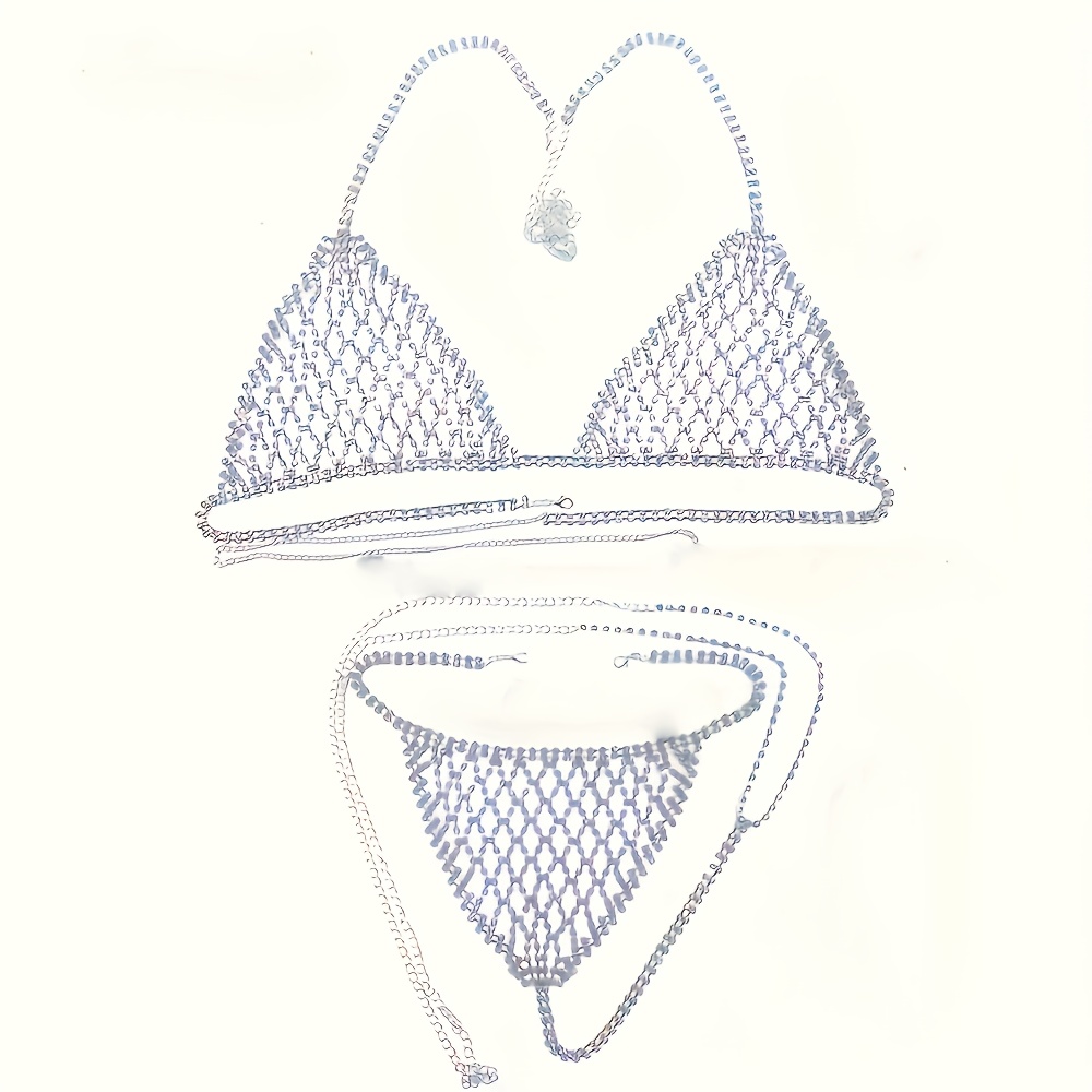 개인화 된 반짝 이는 은빛 라인 석 바디 브래지어 체인 - Body Jewelry Bra 리뷰 및 가격
