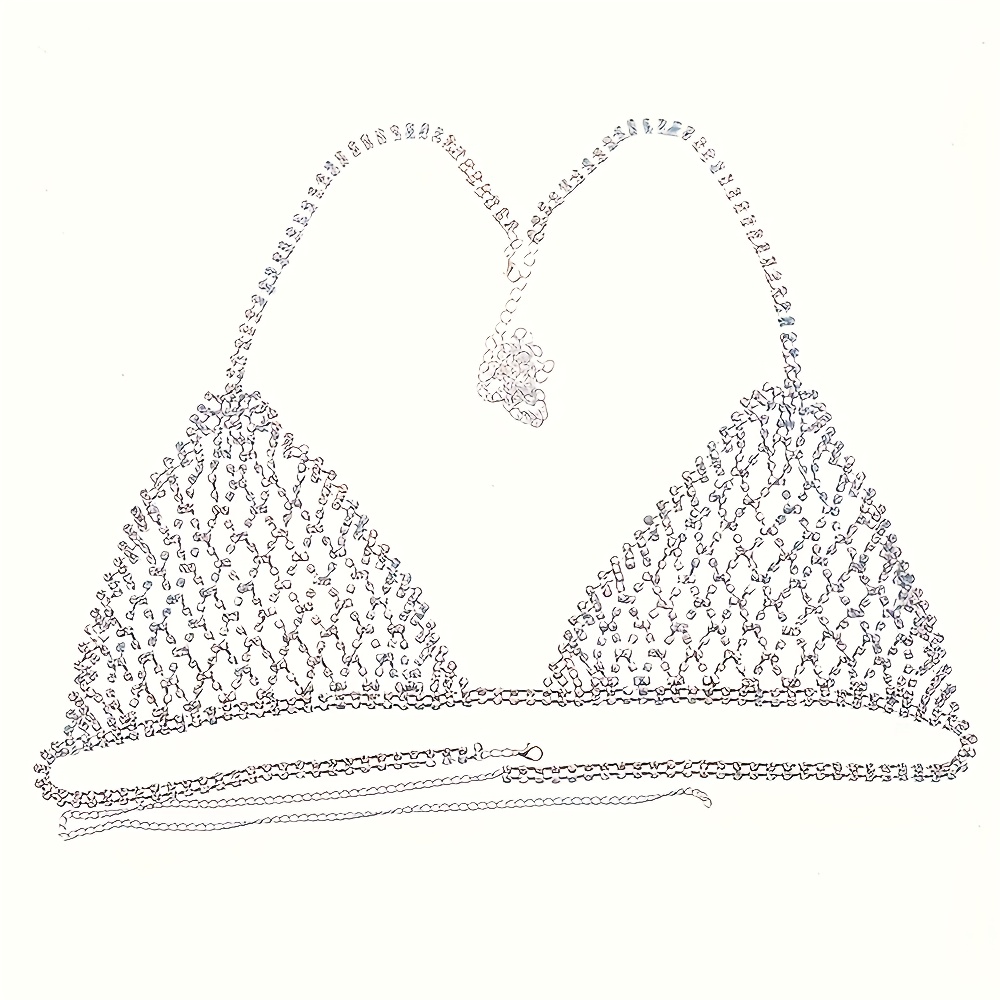 개인화 된 반짝 이는 은빛 라인 석 바디 브래지어 체인 - Body Jewelry Bra 리뷰 및 가격