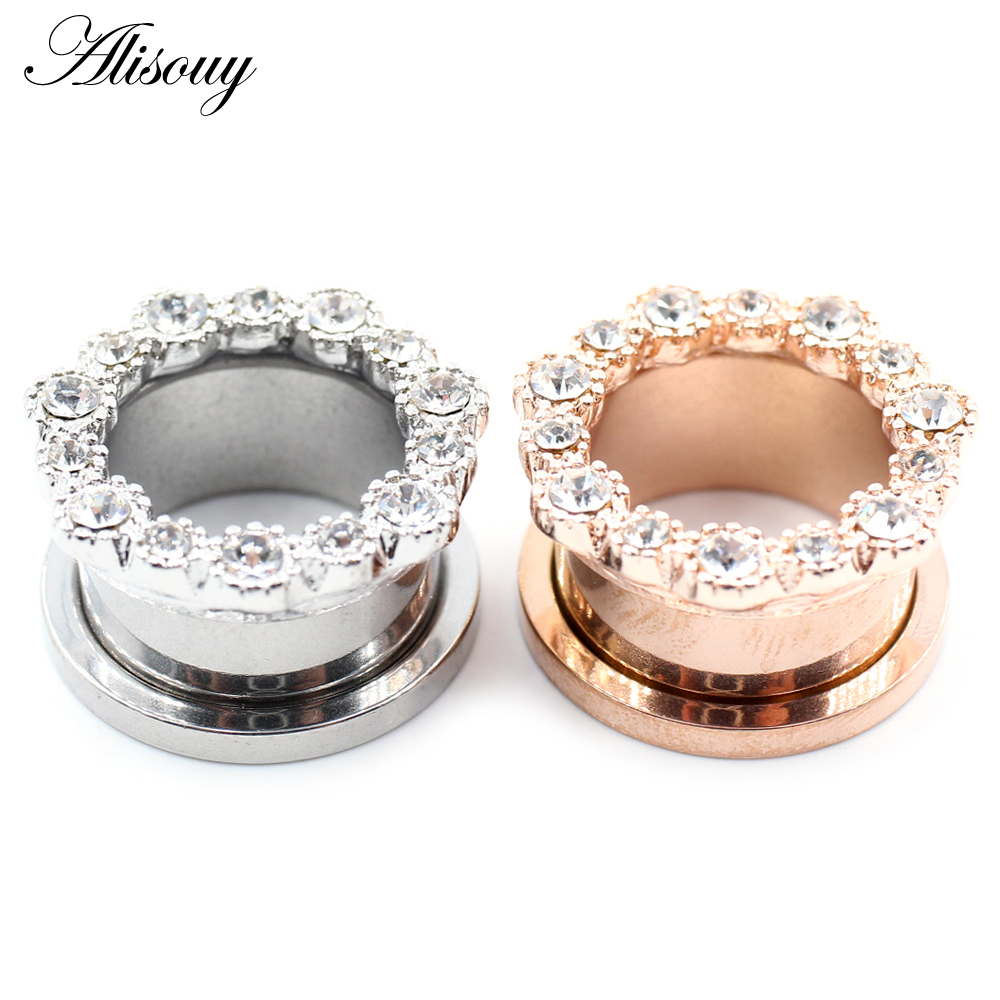 Alisouy 2pcs 스테인레스 스틸 꽃 지르코니아  - Body Jewelry Ear Gauges 리뷰 및 가격