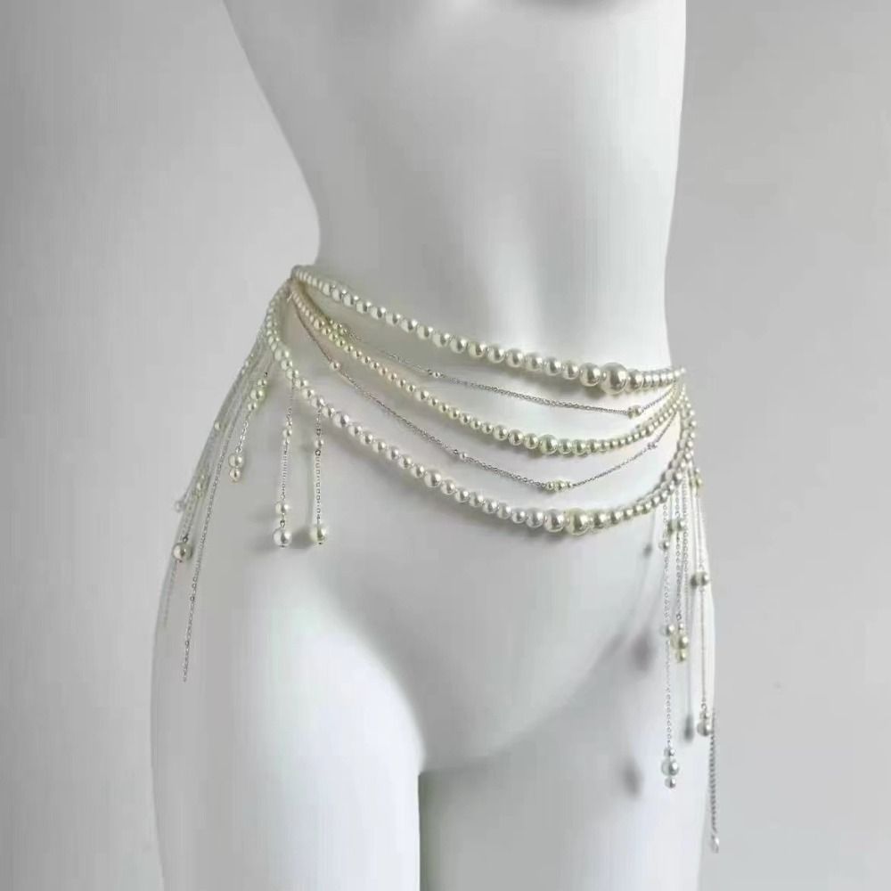 패션 우아한 진주 허리 체인 허리 액세서리 다용도 플로 - Body Jewelry Waist Chains 리뷰 및 가격