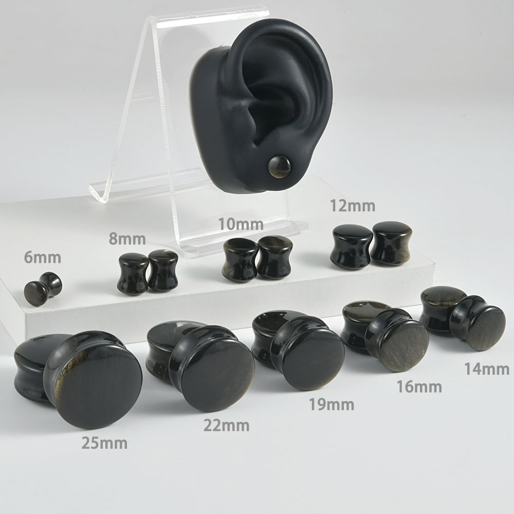 검은 천연석 더블 플레어 플러그 대형 게이지 귀 플러그 - Body Jewelry Ear Gauges 리뷰 및 가격