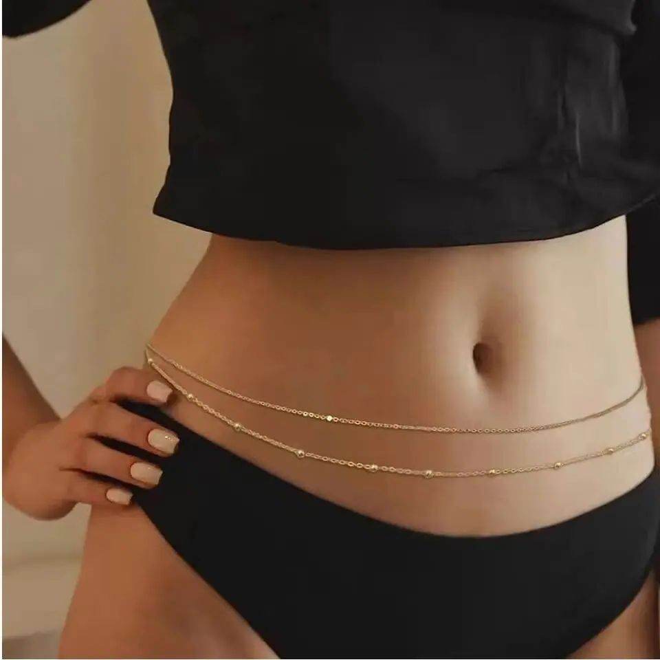 여성을위한 힙합 더블 레이어 배꼽 체인 Y2K 골드 컬 - Body Jewelry Bra 리뷰 및 가격