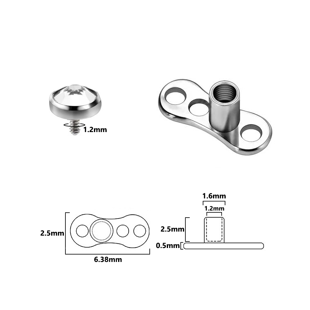 9PCS-1PC 수술용 강철 스킨 다이버 더멀 앵커 탑 - Body Jewelry Dermal 리뷰 및 가격