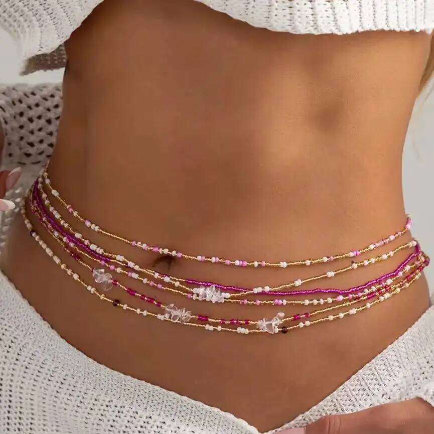 시신 6종 세트 보헤미안 스타일 화려한 쌀알 비즈 허리 - Body Jewelry Waist Chains 리뷰 및 가격