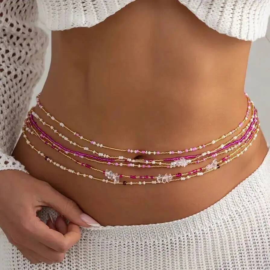 시신 6종 세트 보헤미안 스타일 화려한 쌀알 비즈 허리 - Body Jewelry Waist Chains 리뷰 및 가격