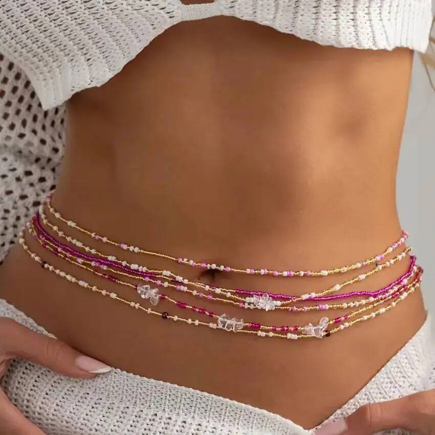 시신 6종 세트 보헤미안 스타일 화려한 쌀알 비즈 허리 - Body Jewelry Waist Chains 리뷰 및 가격